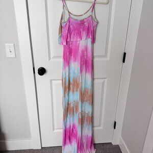 Tie-Dye Maxi Dress - Pink, Blue, and Yellow (EUC)